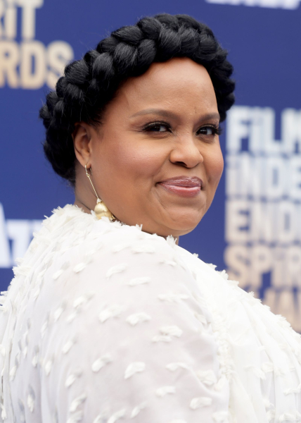 Natasha Rothwell wearing a crown braid